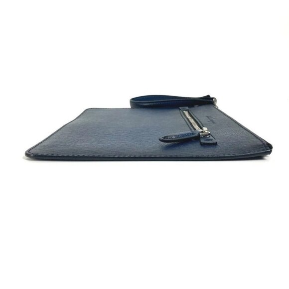 Salvatore Ferragamo logo Pouch with strap Clutch bag Leather Navy - Picture 4 of 16